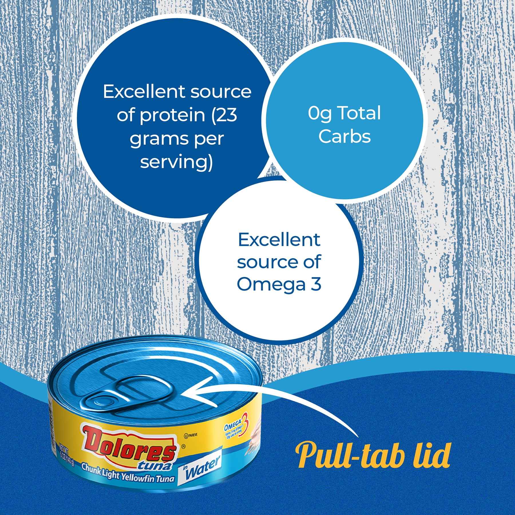 (3 pack) Dolores® Chunk Light Yellowfin Tuna in Water, 4 Cans, 5 oz Each