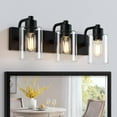 thumbnail image 2 of Licperron 3-Light Black Bathroom Lighting Fixtures Over Mirror with Glass Lampshade, 2 of 7