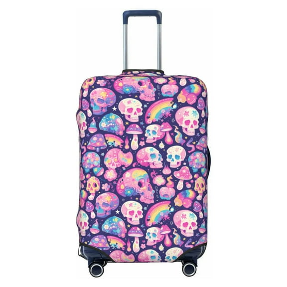 Kdxio cartoon rainbow Skull Pattern Luggage Cover for Travel,Elastic and Durable,Fits 18-32 Inch,Anti-Scratch Suitcase Protector-No luggage included
