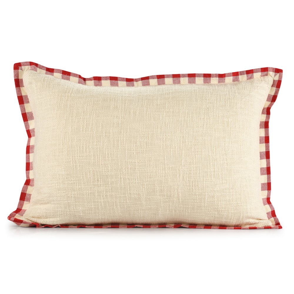 LR Home Merry Cotton Poly Filled Pillow in White/Red, 16" x 24"