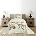 thumbnail image 4 of Ambesonne Movie Theater Quilted Bedspread Set 2 Pcs, Vintage Set, Twin Size, Beige Brown, 4 of 5