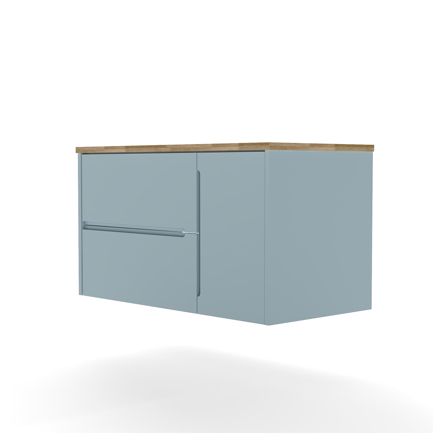 Demi Bonn 35" Single Door Wall Mounted Bathroom Vanities Cabinet with 2 Drawers, Faucets and Drains Not Included, Blue