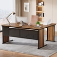 thumbnail image 4 of Tribesigns 63" L-Shaped Computer Desk, Modern Wooden Executive Desk for Home Office, Walnut, 4 of 7