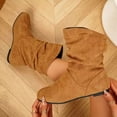 thumbnail image 5 of OKBOP Women's Faux Suede Mid-Calf Slouch Boots, Pull-On Round Toe Block Low Heel Casual Fall Boots Boots Sizes 43, 5 of 5