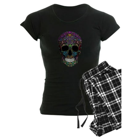 

CafePress - Colorskull On Black Pajamas - Women s Dark Pajamas