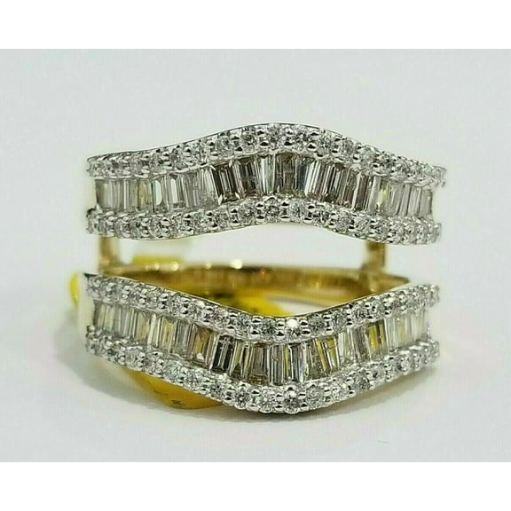 Divine_creation 2.40 Ctw Round Cut Diamond Wedding Enhancer Guard Wrap Ring 14K Yellow Gold Plated 925 Sterling Silver 925 Sterling Silver -8