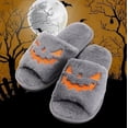 thumbnail image 2 of Creative Plush Warm Soft Fur Couple Slippers Silent Floor Slippers  Pumpkin Slippers Spooky Slides Shoes, 2 of 5