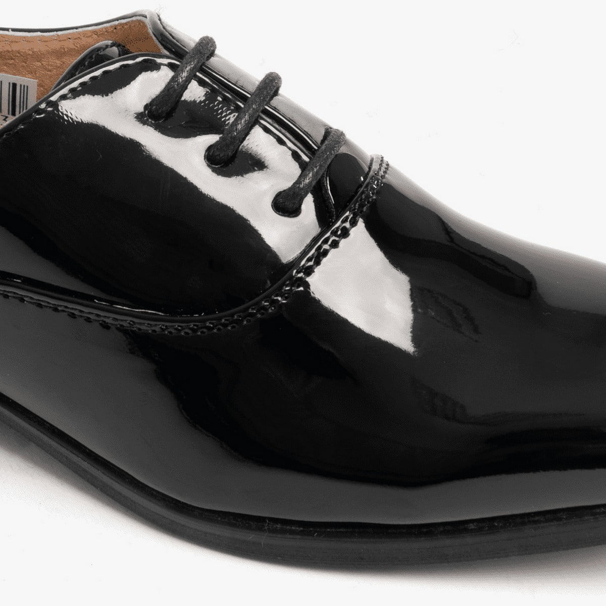 Boys Lace Oxford Tie Up Patent Black Shoes