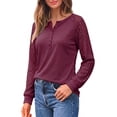 thumbnail image 2 of MOYIKO Blouses for Women Lace Tunic Tops Henley Casual Long Sleeve Shirts Trendy Clothes, 2 of 7