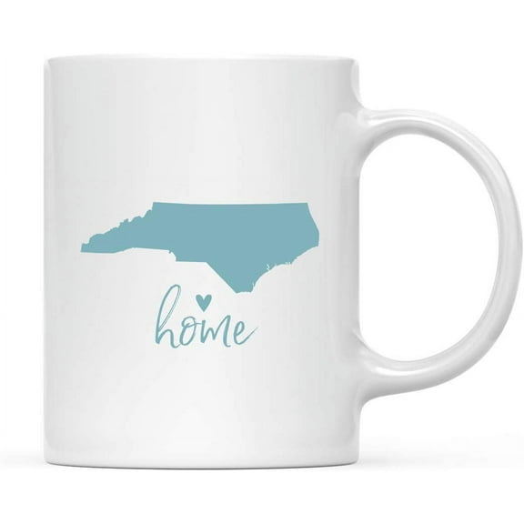 CTDream 11oz. US State Coffee Mug Gift, Aqua Home Heart, North Carolina, 1-Pack, Unique Hostess Distance Moving Away Christmas Birthday Gifts for Her