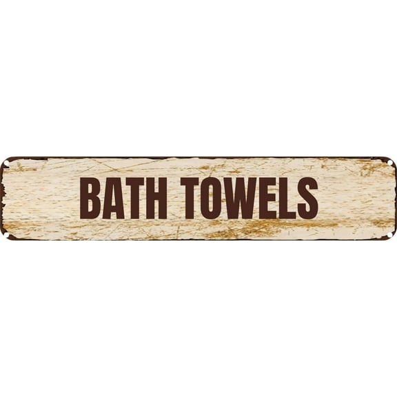 Vintage Tin Sign Retro Metal Wall Decor BATH TOWELS Rustic Aluminum Plaque for Home,Bar,Kitchen,Garage,Man Cave 4x16 Inch