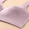 thumbnail image 4 of CLOISE Bras for Women Front Closure Plus Size Front Closure No Underwire Daisy Bras for Older Women Wireless Full Coverage Push up Front Snap Daisy Bra for Seniors Everyday Bras Purple XL, 4 of 4