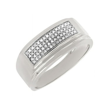 10K White Gold 6MM Wide Genuine Diamonds Wedding Band Ring 0.35ct.