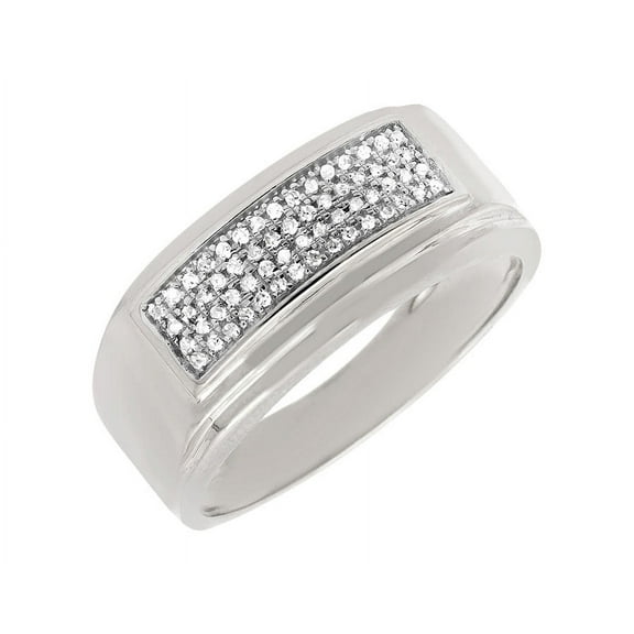 10K White Gold 6MM Wide Genuine Diamonds Wedding Band Ring 0.35ct.