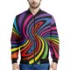 thumbnail image 3 of Chaqueta con cremallera y diseño geométrico de arcoíris a la moda para hombre, sudadera con rayas de colores con estampado 3D, chaquetas bomber urbanas geniales para niños, abrigos, 3 of 5