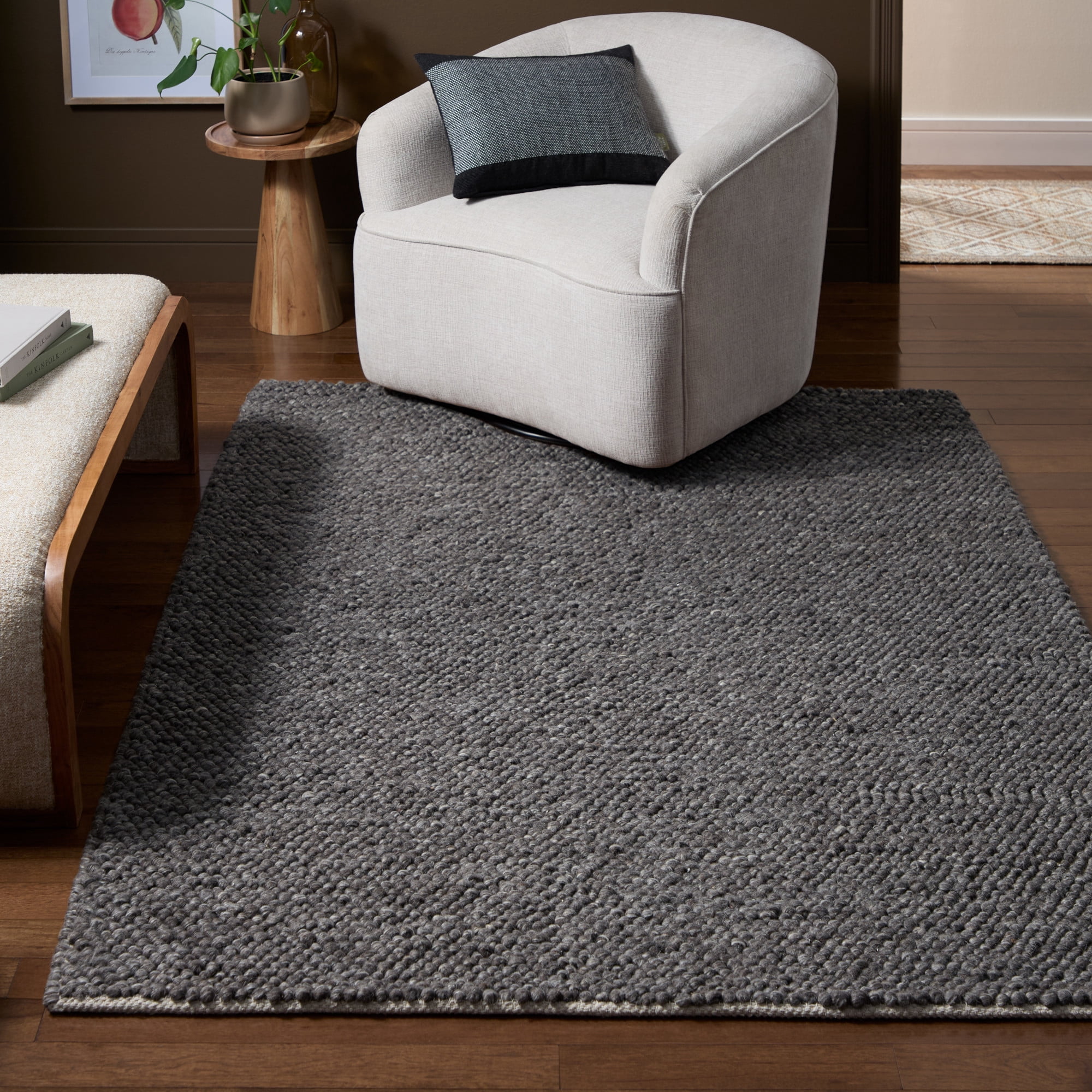 TOWN & COUNTRY TERRA Olea Bubble Texture Handcrafted 100% Wool Area Rug, Grey, 8'x10'