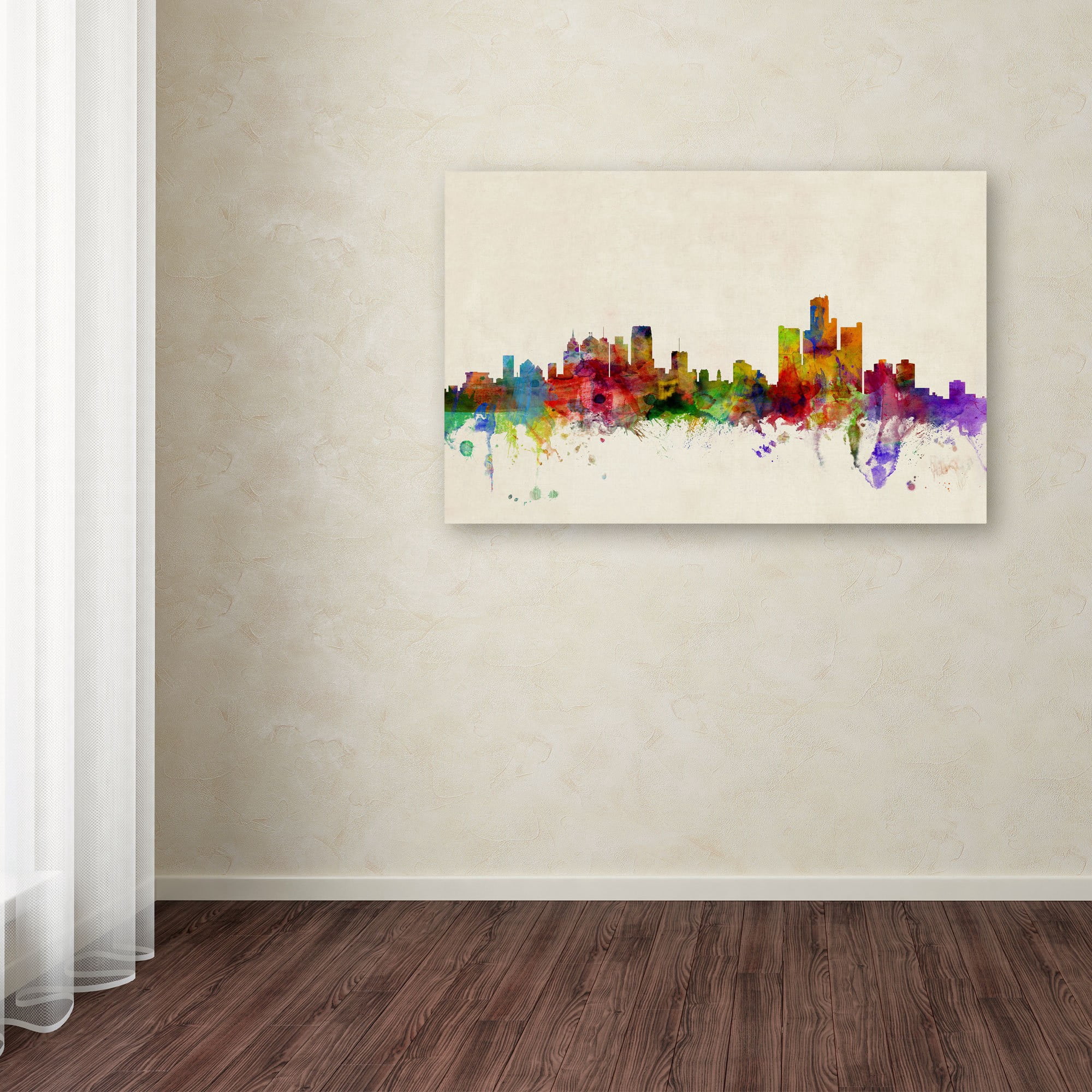 Trademark Fine Art "Detroit, Michigan" Canvas Art by Michael Tompsett