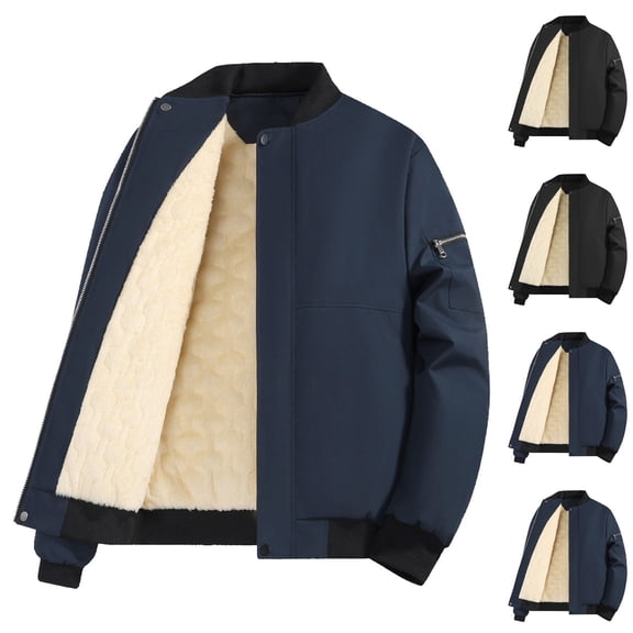 RYDCOT Men's Sherpa Fleece Lined Jacket Heavyweight Warm Full Zip up Thick Jacket Soft Winter Outwear Winter Coat with Zipper Pockets Navy