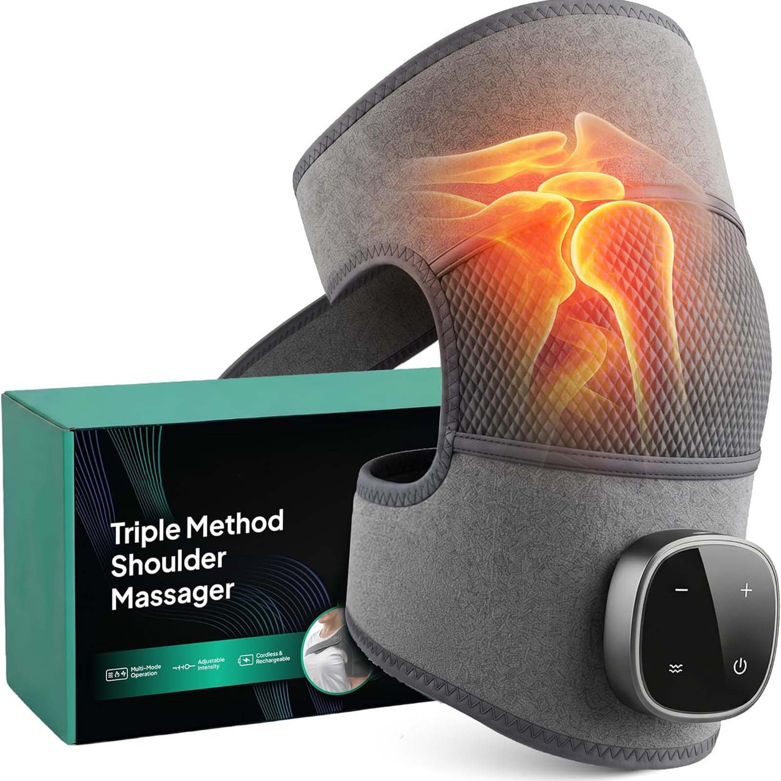 Hewelth Triple Method Shoulder Massager, with Heat Compression & Vibration, Triple Therapy Shoulder Massager for Shoulder Pain Relief and Muscle Relaxation