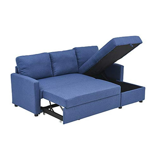 Kingway Sectional Sofa Bed With Storage Convertible Chaise Sofabed W83d53h36 Blue Com Kingway Sectional Sofa Bed With Storage, Sectional Sofa Bed With Storage Convertible Chaise