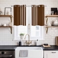 thumbnail image 2 of 2 Panels Kitchen Tier Curtains 39 Inch Length, Brown White Stripe Grommets Window Treatment Curtain, Modern Rustic Vertical Striped Thermal Curtains Drapes for Living Room/Bathroom, 2 of 9