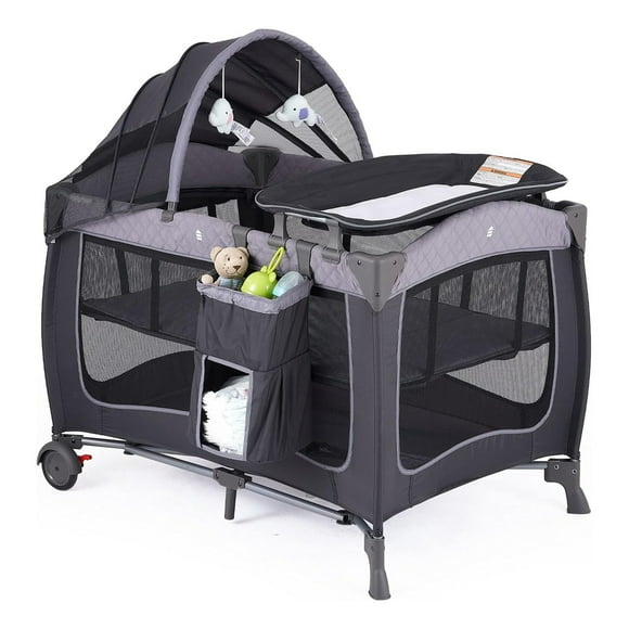 Cuna Corral Pamo Babe con Cambiador y Toldo Gris