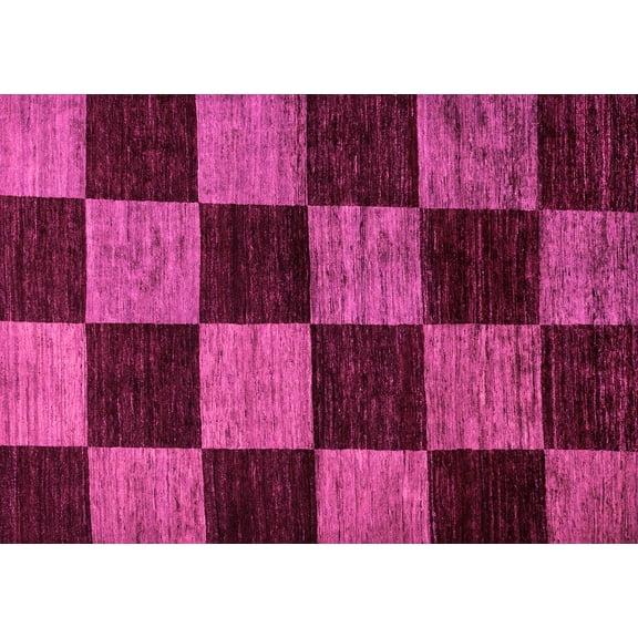 Ahgly Company Indoor Rectangle Checkered Pink Modern Area Rugs, 5' x 7'