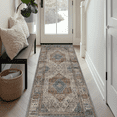 thumbnail image 3 of DEORAB Runner Rug 2X10 Non Slip Hallway Vintage Rugs, Machine Washable Lightweight Mat for Living Room, Entryway, Bedroom, Kitchen and Passage, Ultra-Thin, Blue Gray, 3 of 8