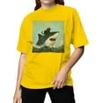 thumbnail image 2 of Cat Riding a Shark Artwork Women's T-shirt, 2 of 3
