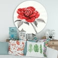 thumbnail image 2 of Designart 'Ancient Red Rose Flower I' Traditional Circle Metal Wall Art 29x29 - Disc of 29, 2 of 5