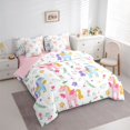 thumbnail image 2 of Manfei Cartoon Animals Unicorn 7 Pieces Full Size Bedding Sets,Colorful Cute Flowers Full Size Bed in a Bag,Pink Reversible, 2 of 7