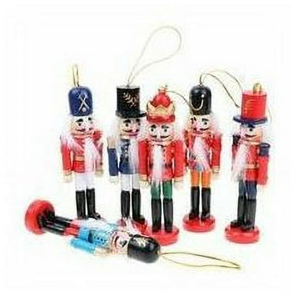 kueatily Cascanueces Soldado Decoraciones de 6 Piezas Navidad Cascanueces de Madera Soldado 12 cm Adorno de Cascanueces de Navidad Soldado Marioneta para árbol de Navidad, Decoraciones