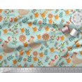 thumbnail image 3 of Soimoi Moss Georgette Fabric Leaves,Cock & Chick Cartoon Print Fabric by Yard 42 Inch Wide, 3 of 3
