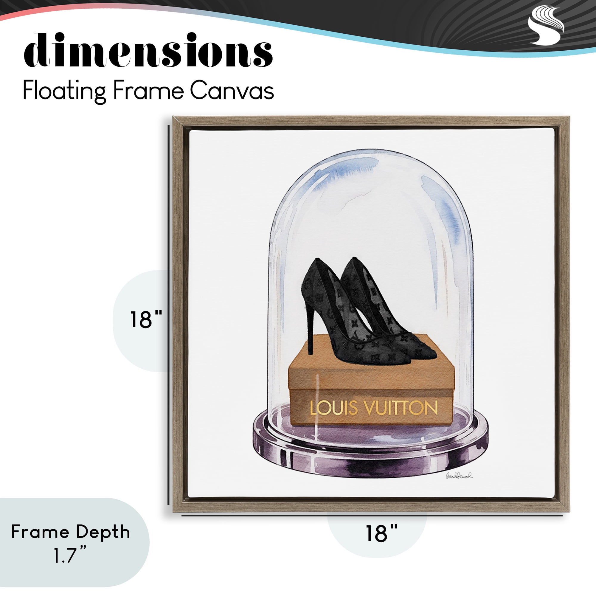 Stupell Industries Black Heels in Bell Jar Brown Framed Floater Canvas Wall Art, design by Amanda Greenwood