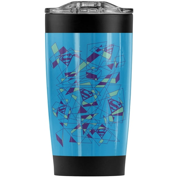 Superman Geo Scribbles Stainless Steel Tumbler 20 oz Coffee Travel Mug/Cup, Vacuum Insulated & Double Wall with Leakproof Sliding Lid | Great for Hot Drinks and Cold Beverages