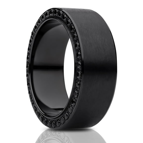 Black Titanium Wedding Ring,Engagement Ring,CZ Wedding Ring,Man's Wedding Ring,Anniversary Ring