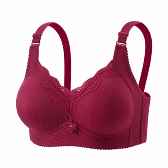asjyhkr Plus Size Bras for Women Soft Push up Comfy Padded Everyday Wear Comfy Stretchy Lightweight Lace Wireless Bras(5X-Large,Wine)