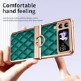 thumbnail image 4 of Allytech for Samsung Galaxy Z Flip 3 Case, PU Leather Shockproof Cover with Ring Stand Holder Diamond Pattern Flip Folio Case for Samsung Z Flip 3 2021, Green, 4 of 7