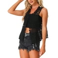 thumbnail image 4 of INSPIRE CHIC Women's Sleeveless Open Front Cardigan Vest Hollow Out Crochet Shrugs M Black, 4 of 5