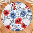 thumbnail image 2 of Pioneer Flower Floral Print Pattern Round Fitted Tablecloth with Elastic Edge,Dining Table Cover Waterproof,Outdoor Round Tablecloth for Camping,Dining,Indoor and Outdoor, 2 of 7