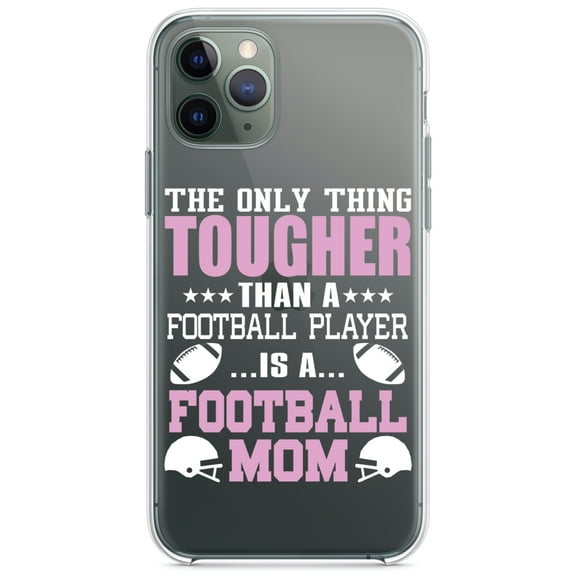 DistinctInk Clear Shockproof Hybrid Case for iPhone 12 Pro MAX (6.7" Screen) - TPU Bumper Acrylic Back Tempered Glass Screen Protector - Football Mom Only Thing Tougher than Player