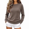 thumbnail image 4 of tarylea Knitted Tops for Women Long Sleeve Crew Neck Sweater Tops Casual Loose Fall Comfy Solid Color Tops, 4 of 7