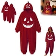 thumbnail image 6 of HNMKIU Pumpkin Hooded Onesie Pajamas, Loose Fit Halloween Homewear Soft Plush Unisex Cosplay For Night Party Red,XL, 6 of 7