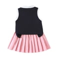 thumbnail image 6 of YDFCWXW Girls 2 Piece Outfits Preppy Heart Graphic Polo Shirt Sleeveless Collar Crop Tops and Pleated Skirt Set (Blue, 5-6 Years), 6 of 7