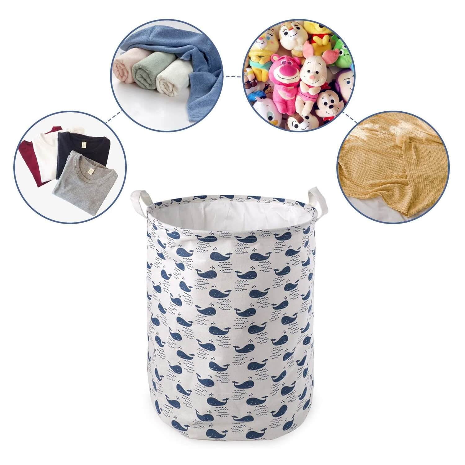 Foldable Laundry Hamper Clothes Toy Basket Canvas Waterproof Washing Bag Storage 