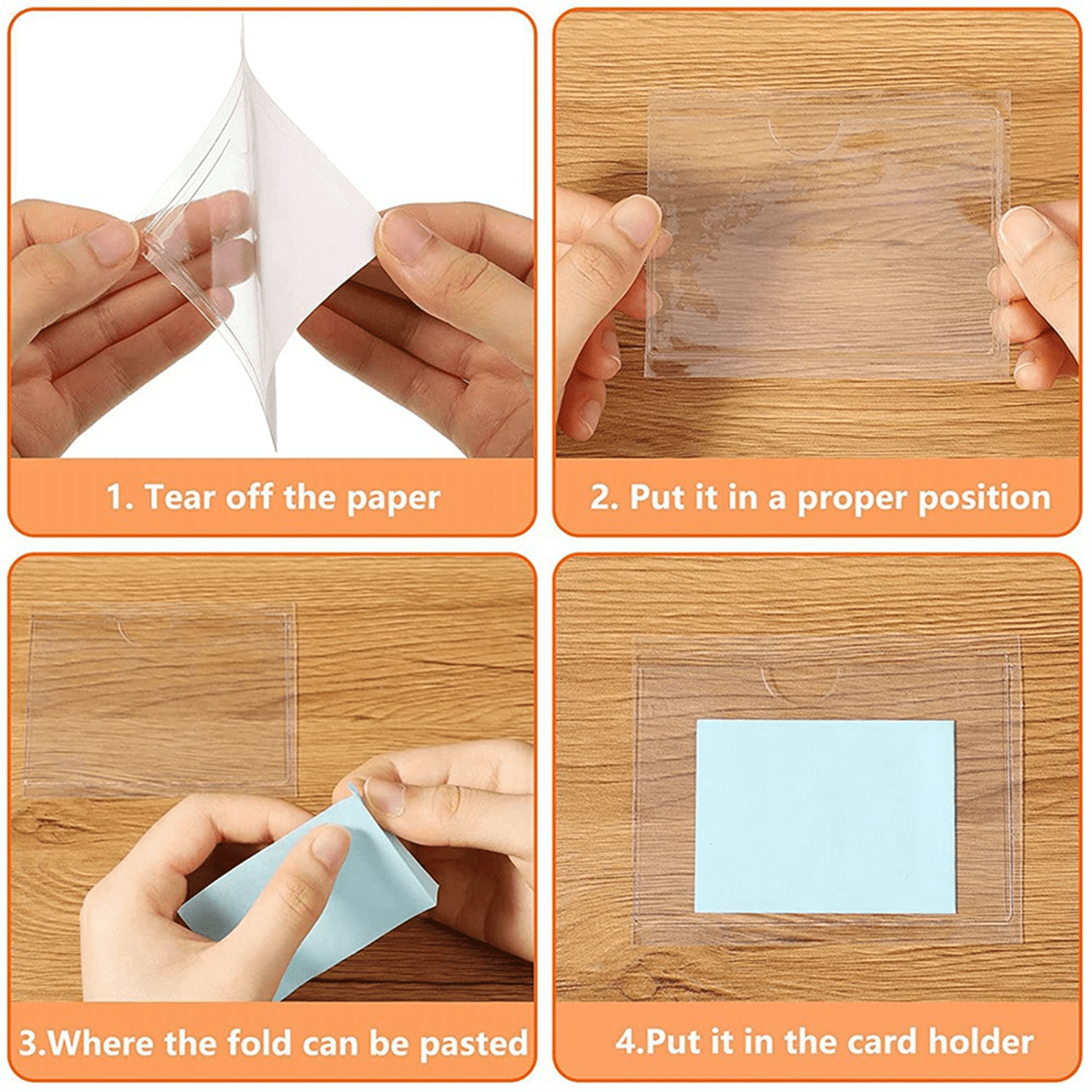 180Pcs Self-Adhesive Label Card Holder Index Pockets 6X8.5cm Clear Plastic Adhesive