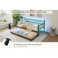thumbnail image 4 of Eastvita Twin Daybed with Trundle, Metal Daybed Frame with LED Lights & Charging Station, Pull-Out Trundle Bed with USB Ports, Space-Saving, Black, 4 of 8