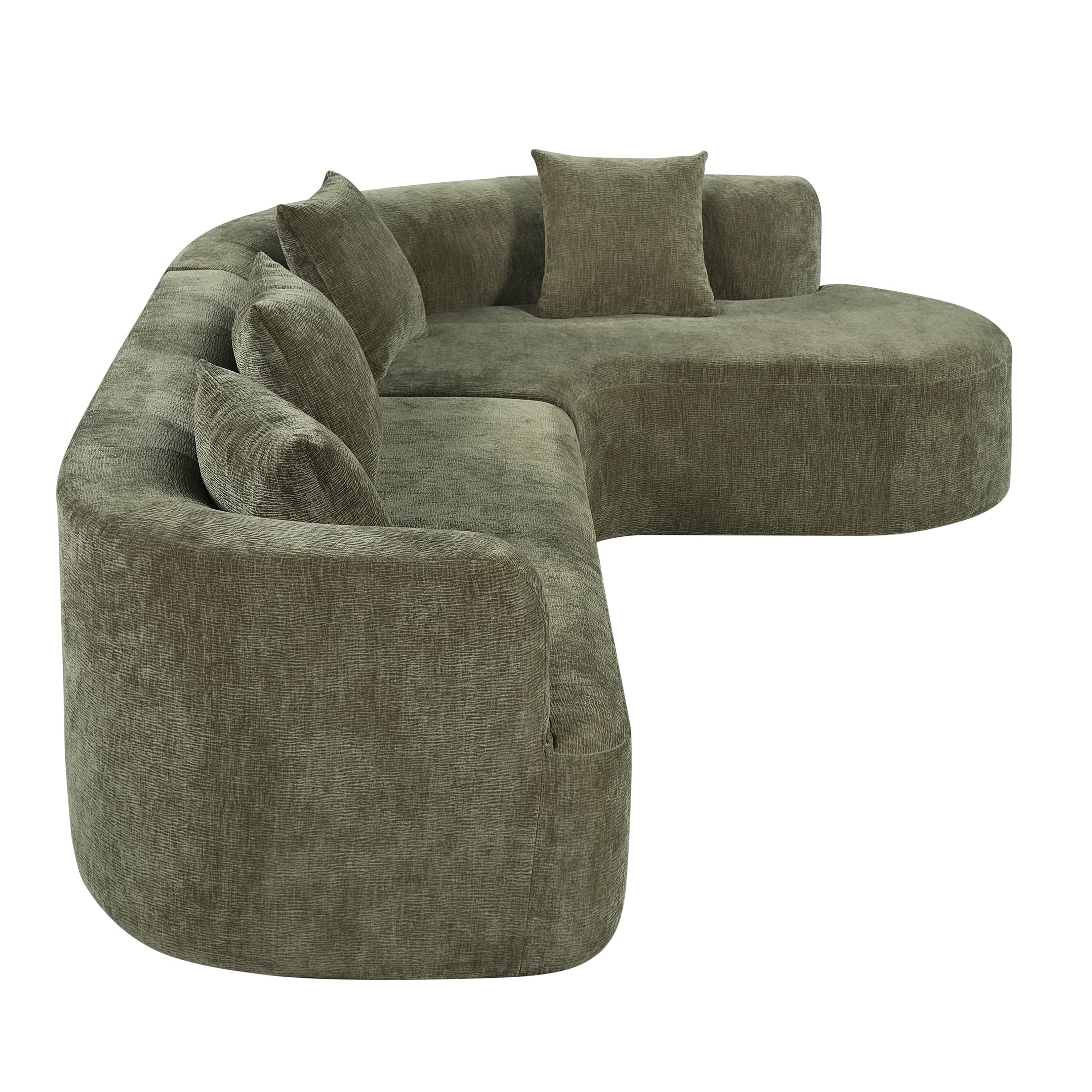 GARITIN Curved Cloud Couch 116.5 Inch, Oversized L Shaped Chenille Sectional Sofa with High Resilience Foam for Living Room, Green