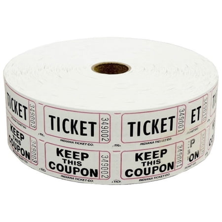 Double Roll of 2000-Count 50/50 Ticket Coupons, White