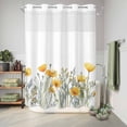 thumbnail image 6 of No Hook Shower Curtain, Yellow Spring Floral Shower Curtains for Bathroom with See Through Top Window, Watercolor Summer Botanical Waterproof & Washable Bath Curtain 60"x72", 6 of 9